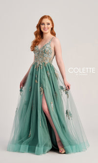 Glitter-Lace Colette Designer Prom Gown CL5143