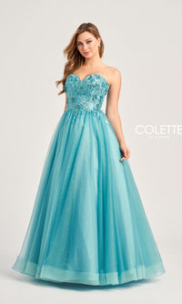 Colette Long Strapless Prom Ball Gown CL5161