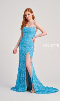 Colette Strapless Sequin Long Prom Dress CL5238