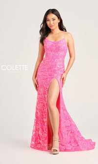 Colette Long Sequin Prom Dress CL5264 with Gloves