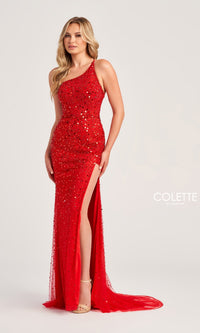 Beaded Colette One-Shoulder Long Prom Dress CL5292