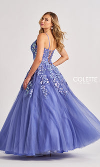 Low V-Neck Glitter Prom Ball Gown: Colette CL8420