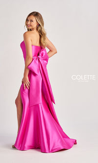 Back Bow Strapless Long Prom Dress: Colette CL8470