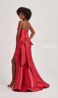 Back Bow Strapless Long Prom Dress: Colette CL8470