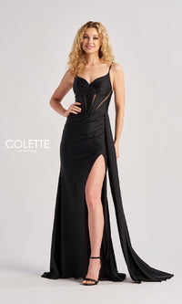 Sheer-Cut-Out Long Prom Dress: Colette CL8480