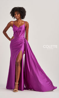 Sheer-Cut-Out Long Prom Dress: Colette CL8480