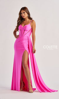 Sheer-Cut-Out Long Prom Dress: Colette CL8480