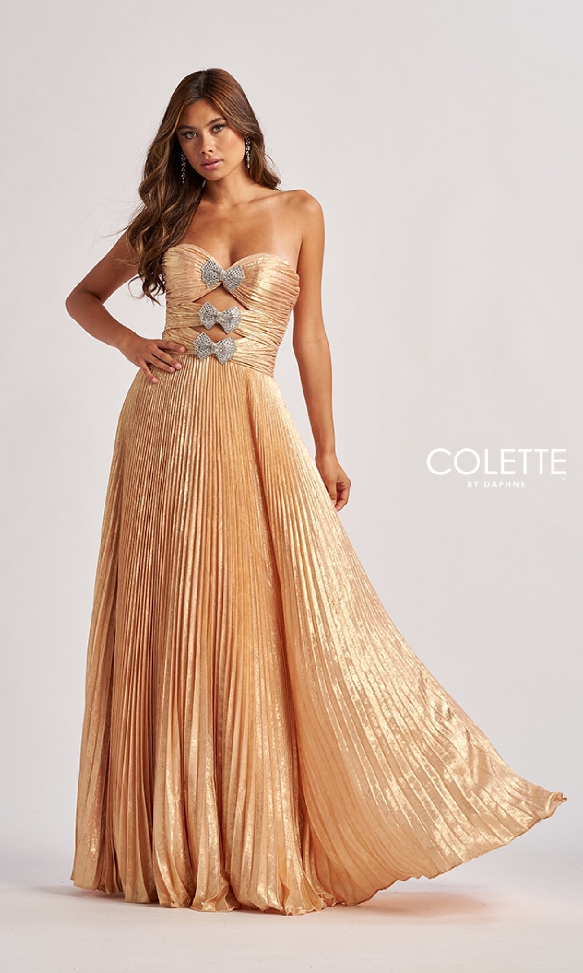 Strapless Pleated Long Prom Dress: Colette CL8520