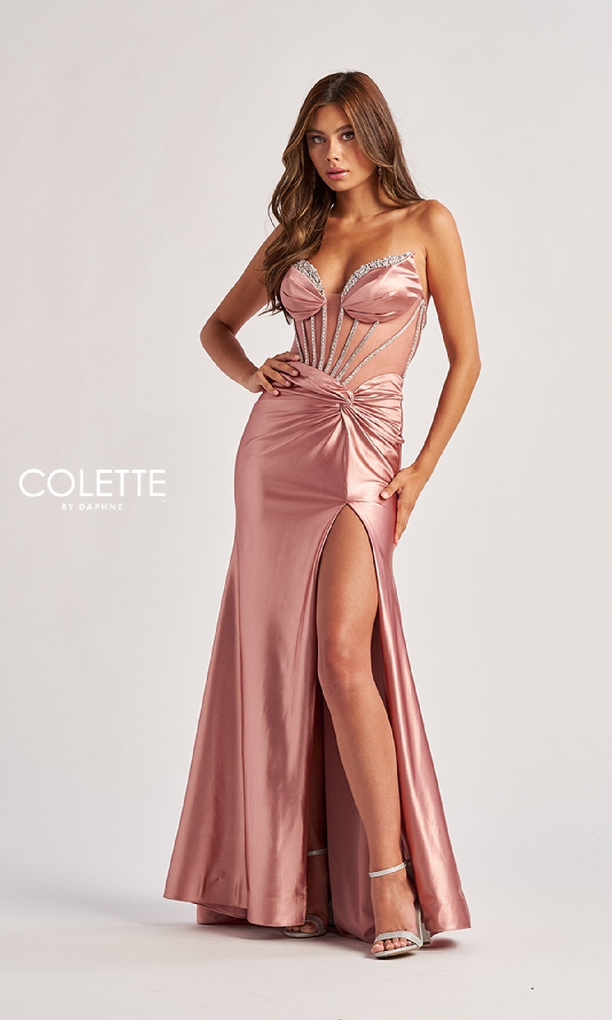 Sheer-Bodice Long Prom Dress: Colette CL8560