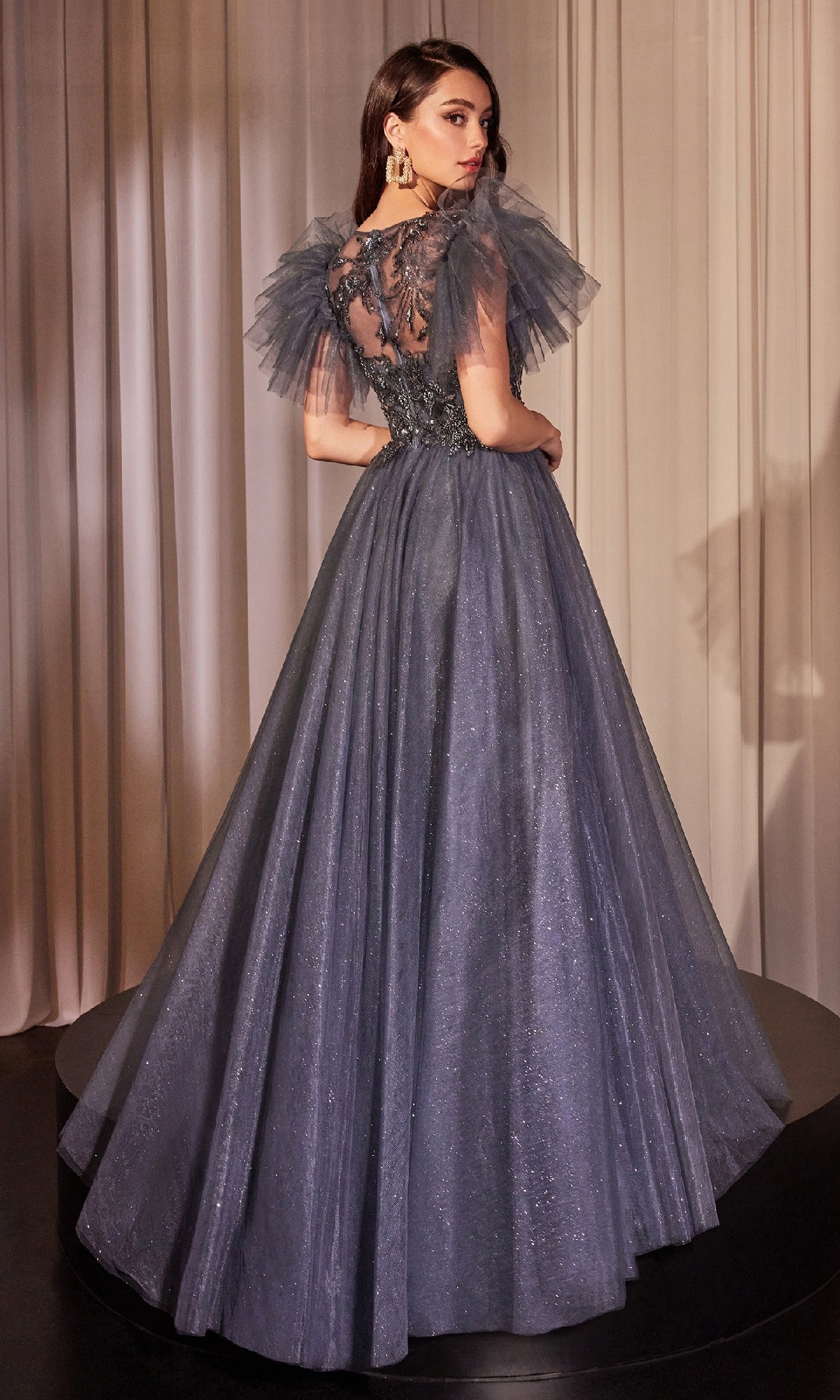 Glitter Tulle Ball Gown: Ladivine CM359