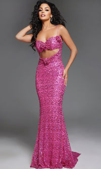 Sequin Hot Pink Prom Dress: Jovani D5403