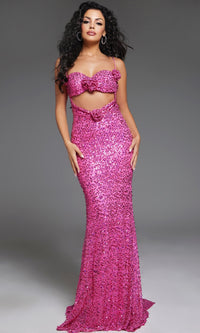 Sequin Hot Pink Prom Dress: Jovani D5403