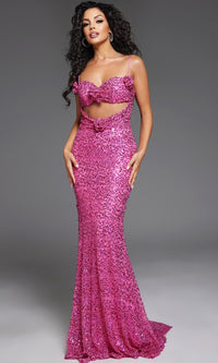 Sequin Hot Pink Prom Dress: Jovani D5403