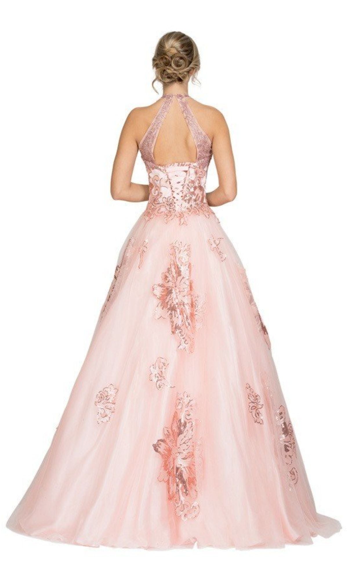 High-Neck Long Prom Ball Gown: Chicas DR7008