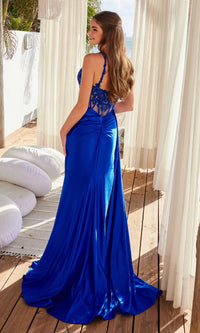 Sheer-Waist Long Prom Dress: Nox Anabel E1711