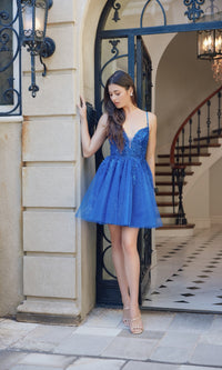 Glitter Tulle Homecoming Dress: Nox Anabel E902