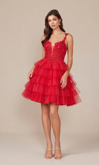 Glitter Babydoll Homecoming Dress: Nox Anabel E904