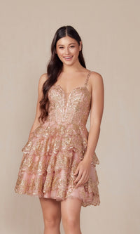 Sequin Glitter Homecoming Dress: Nox Anabel E914