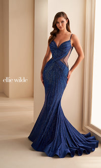 Sheer-Side Ellie Wilde Designer Prom Dress EW35001