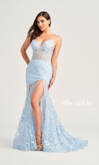 Ellie Wilde Long Lace Mermaid Prom Dress EW35005