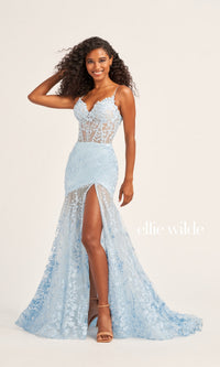 Ellie Wilde Long Lace Mermaid Prom Dress EW35005