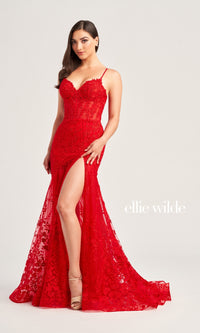 Ellie Wilde Long Lace Mermaid Prom Dress EW35005