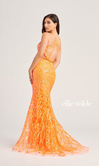 Ellie Wilde Cut-Out Long Sequin Prom Dress EW35007