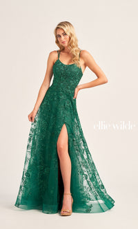 Ellie Wilde Long Tulle Designer Prom Dress EW35012