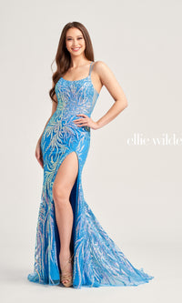 Sequin Ellie Wilde Long Designer Dress EW35046