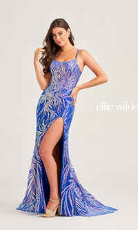 Sequin Ellie Wilde Long Designer Dress EW35046