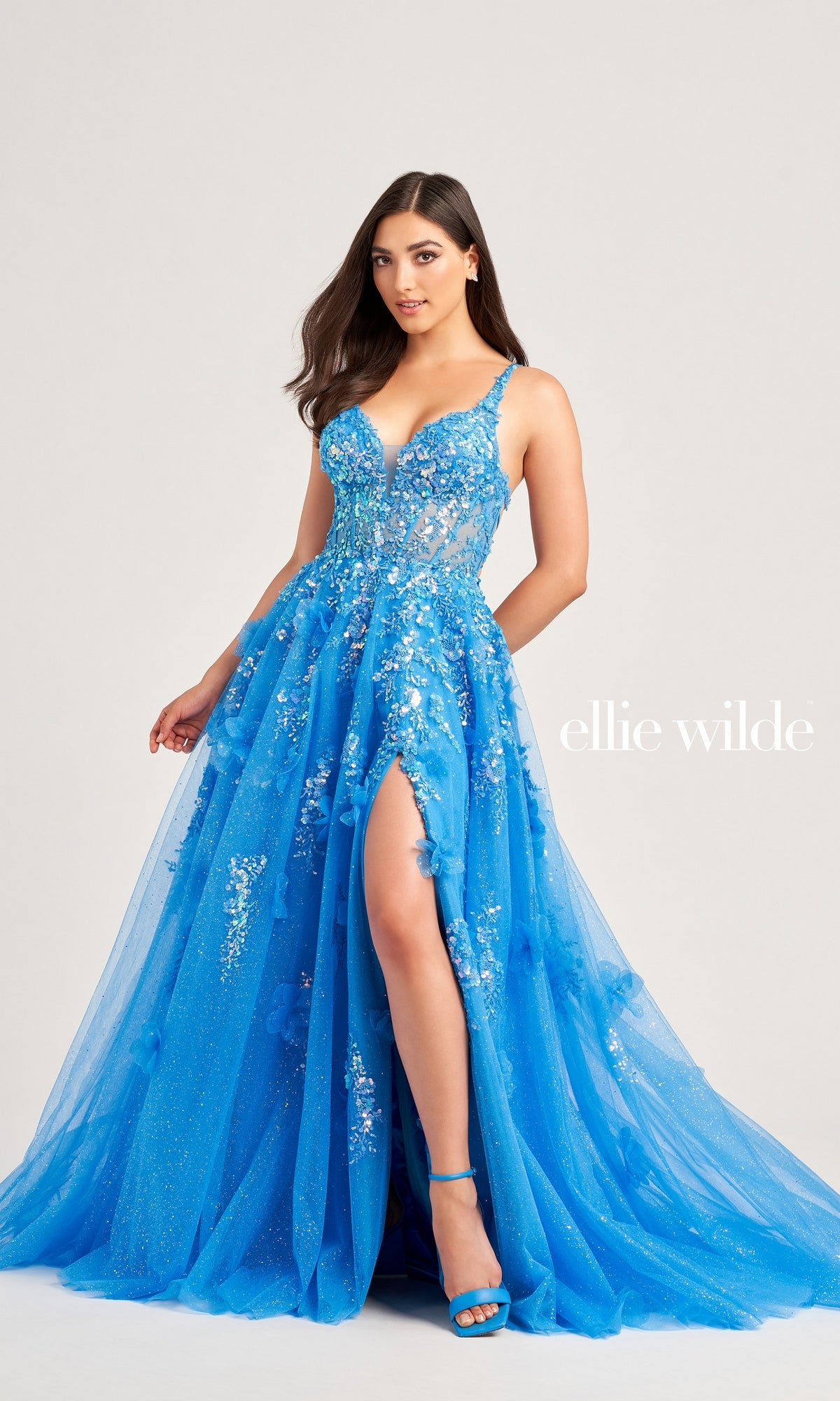 Long Glitter Prom Ball Gown EW35047 by Ellie Wilde