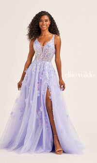 Long Glitter Prom Ball Gown EW35047 by Ellie Wilde