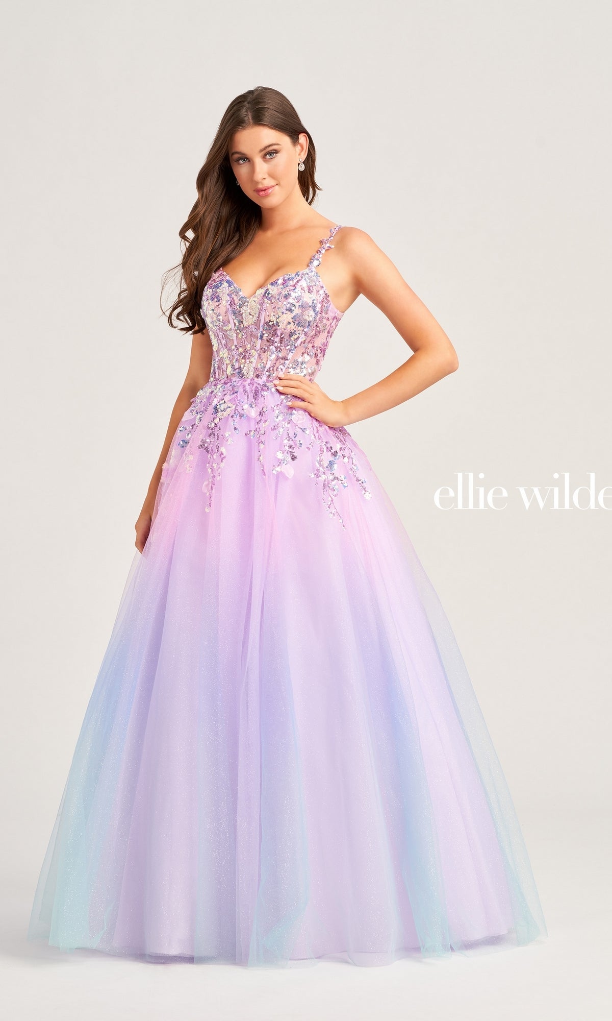 Ellie Wilde Sequin Ombre Prom Ball Gown EW35055