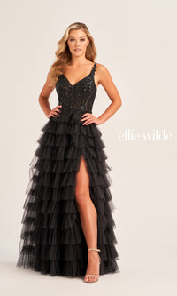 Tiered Ellie Wilde EW35059 Designer Ball Gown