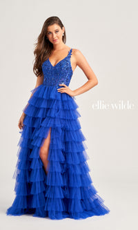 Tiered Ellie Wilde EW35059 Designer Ball Gown