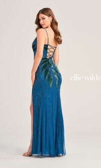 Two-Tone Ellie Wilde Beaded Prom Dress EW35066