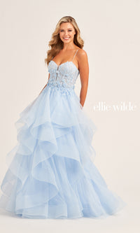 Ellie Wilde Floral Long Tiered Ball Gown EW35070