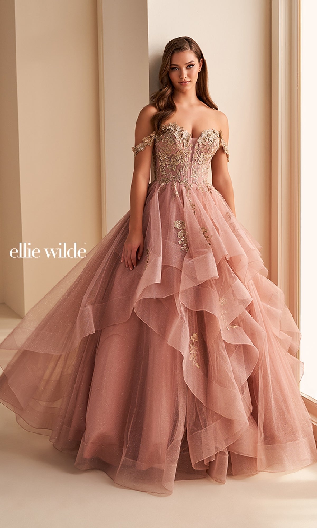 Ellie Wilde Long Designer Prom Ball Gown EW35084