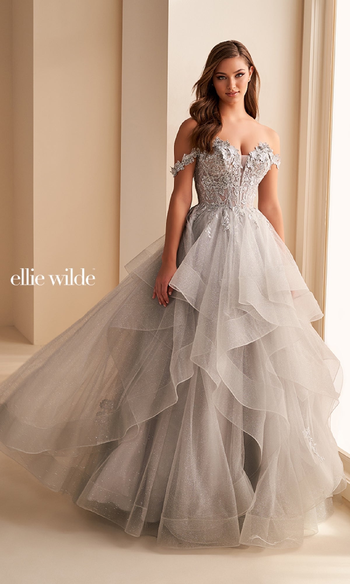 Ellie Wilde Long Designer Prom Ball Gown EW35084