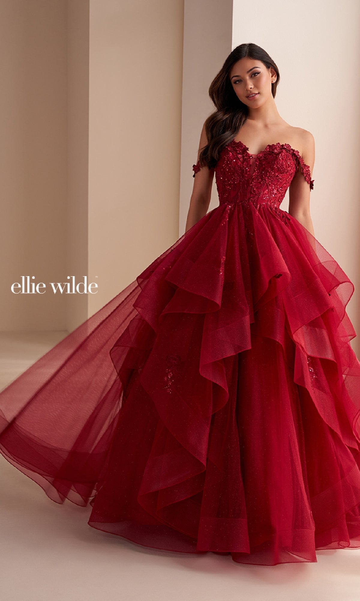 Ellie Wilde Long Designer Prom Ball Gown EW35084