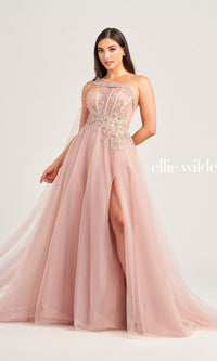 One-Shoulder Ellie Wilde Long Prom Gown EW35090