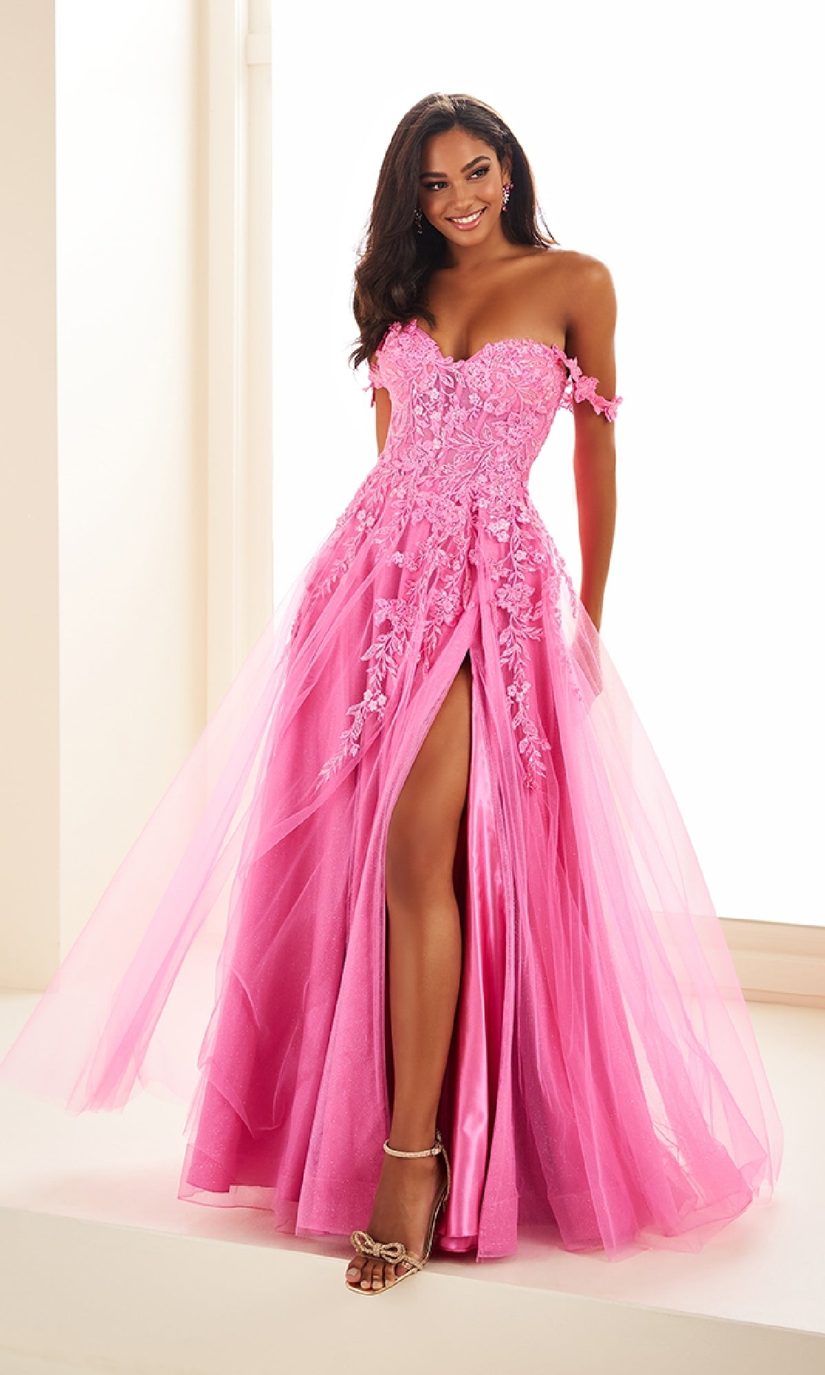 Ellie Wilde Off-Shoulder Long Prom Dress EW35101