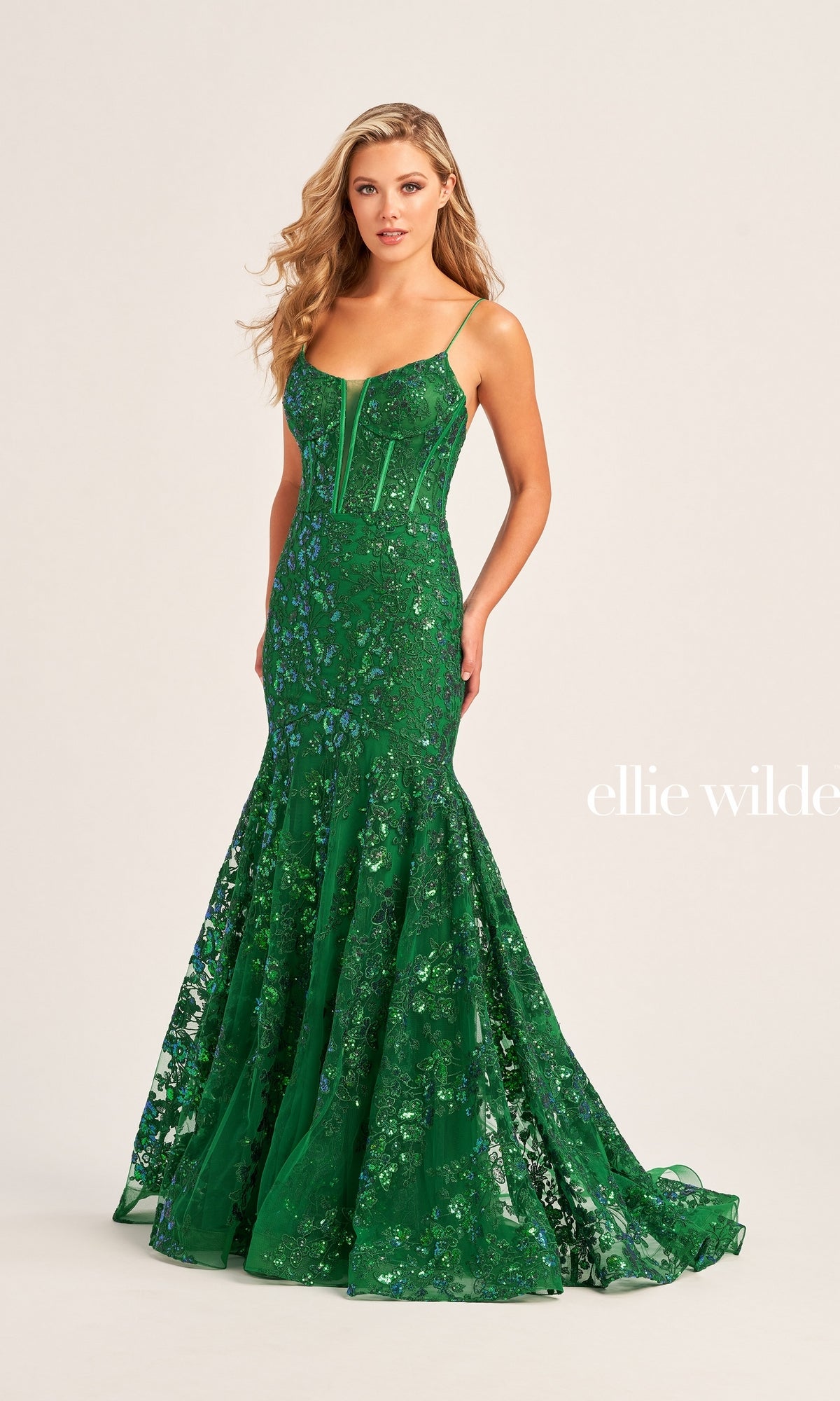 Long Mermaid Ellie Wilde Designer Prom Dress -PromGirl