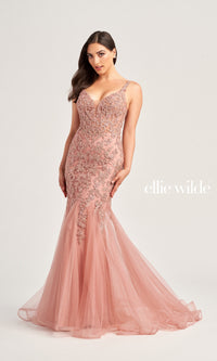 V-Back Ellie Wilde Mermaid Prom Dress EW35227