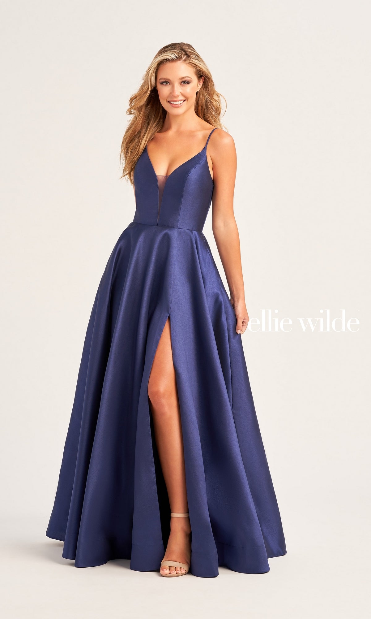 Ellie Wilde Long A-Line Satin Prom Dress EW35232