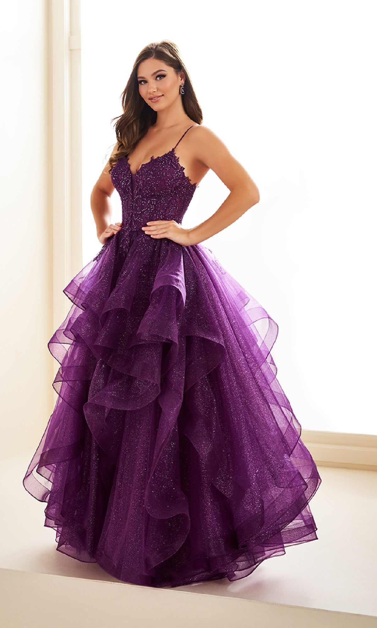 Glitter Tulle Prom Ball Gown: Ellie Wilde EW36203