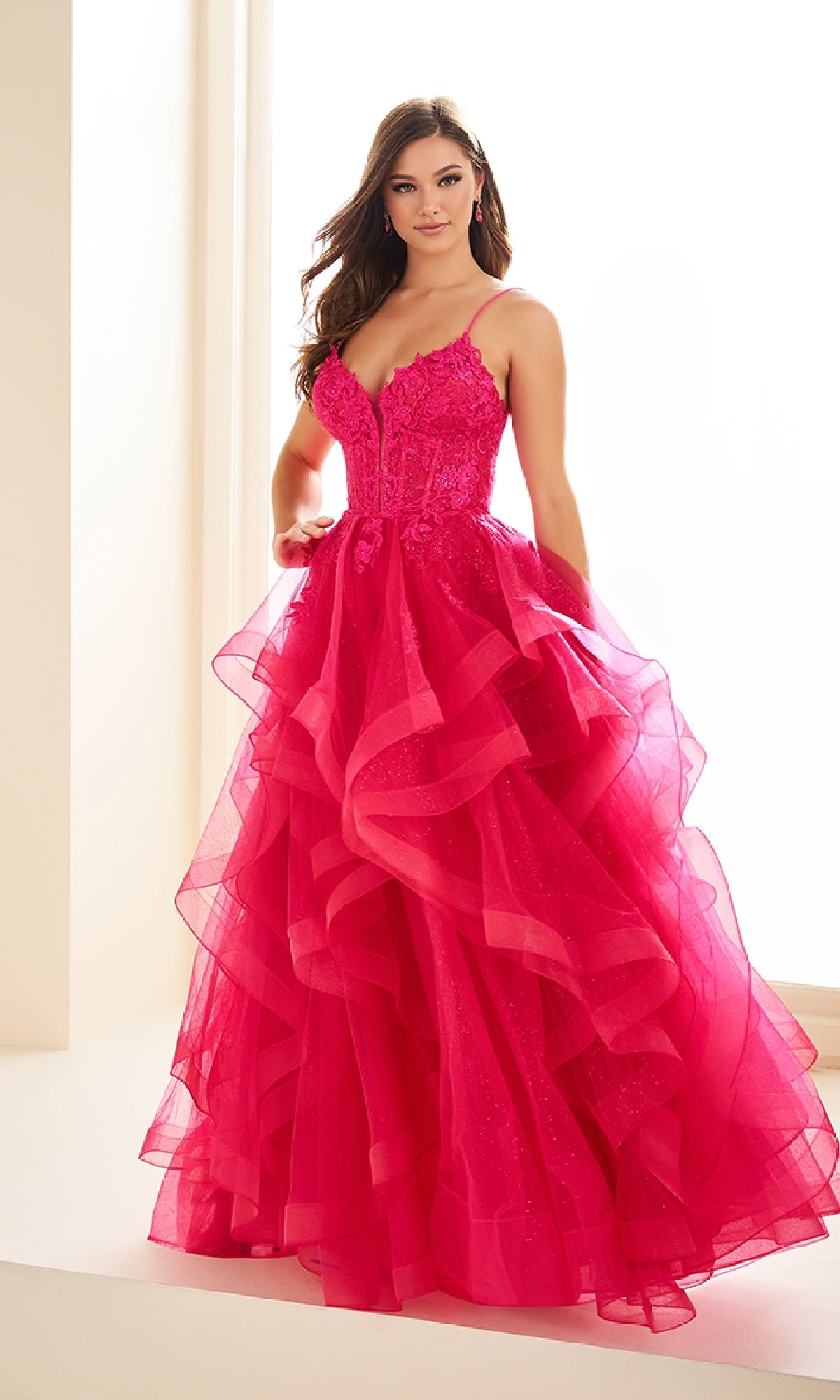 Glitter Tulle Prom Ball Gown: Ellie Wilde EW36203