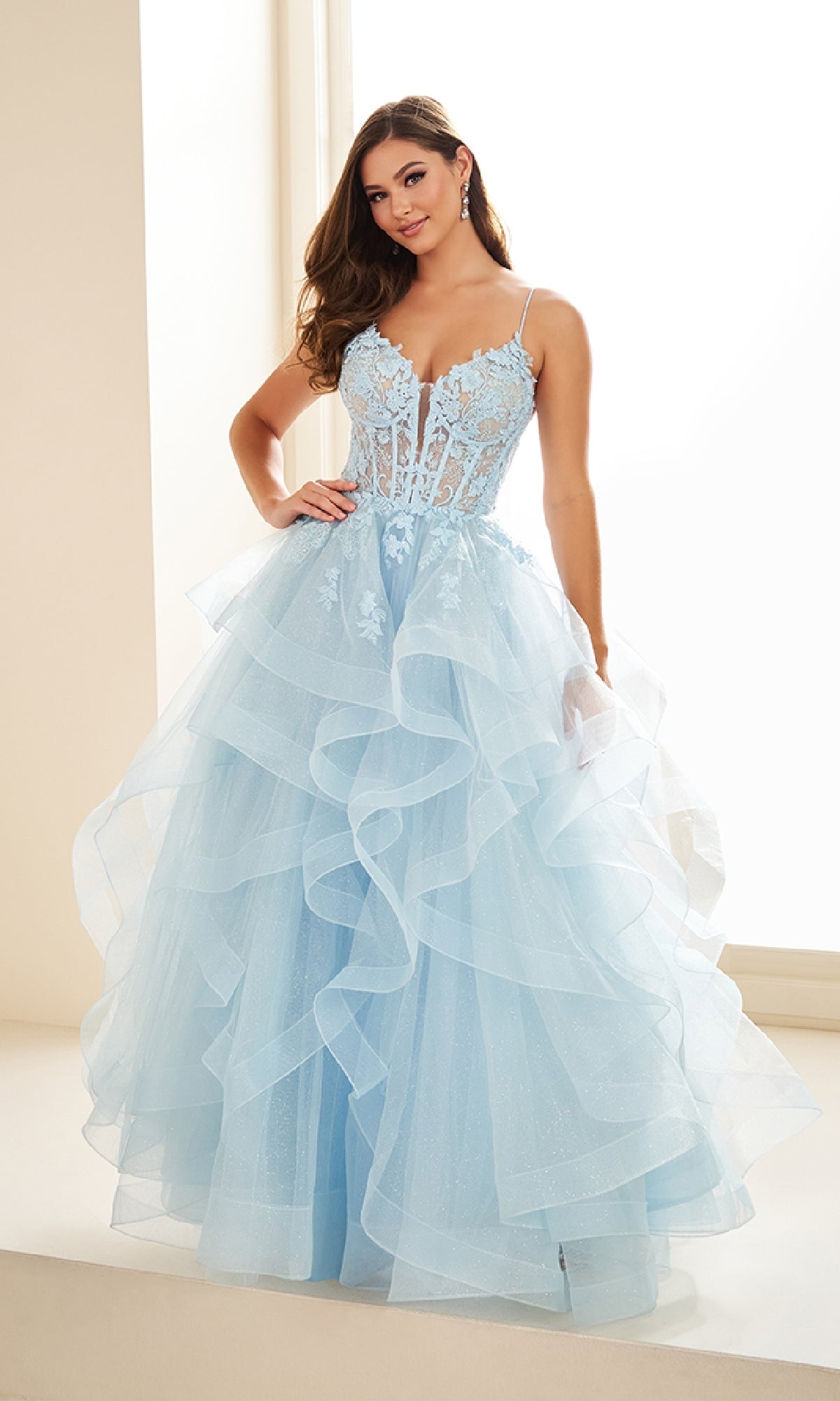 Glitter Tulle Prom Ball Gown: Ellie Wilde EW36203