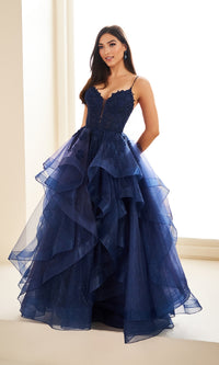 Glitter Tulle Prom Ball Gown: Ellie Wilde EW36203