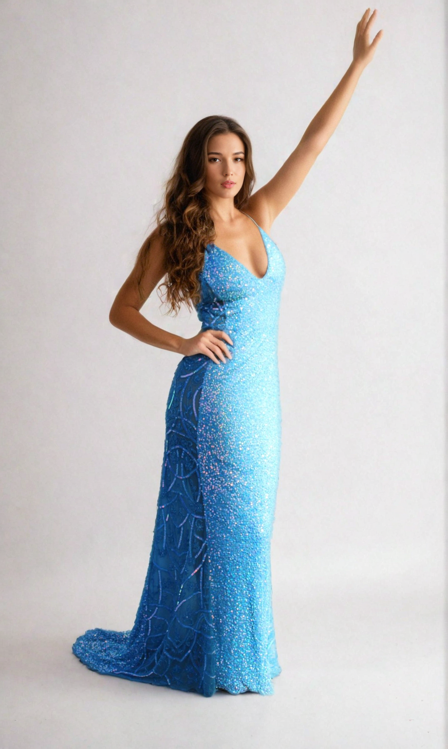 Aleta Sheer-Side Backless Sequin Prom Dress 1121